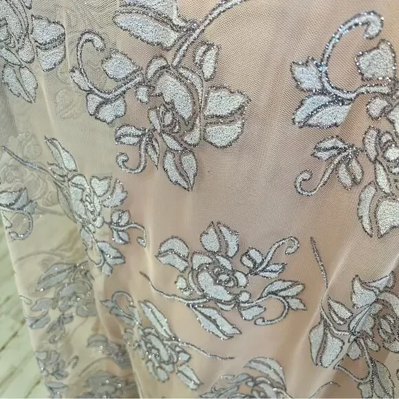 Jump Apparel Halter Tulle Glitter Maxi Dress Gown Juniors Size 5/6 Blush Floral - Picture 13 of 16